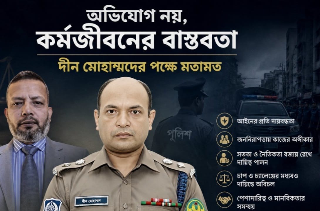 পুলিশ কর্মকর্তা দীন মোহাম্মদ: বিতর্ক, প্রতিক্রিয়া ও বাস্তবতা সামাজিক যোগাযোগমাধ্যমে আলোচনায় এসেছেন পুলিশ কর্মকর্তা দীন মোহাম্মদ।