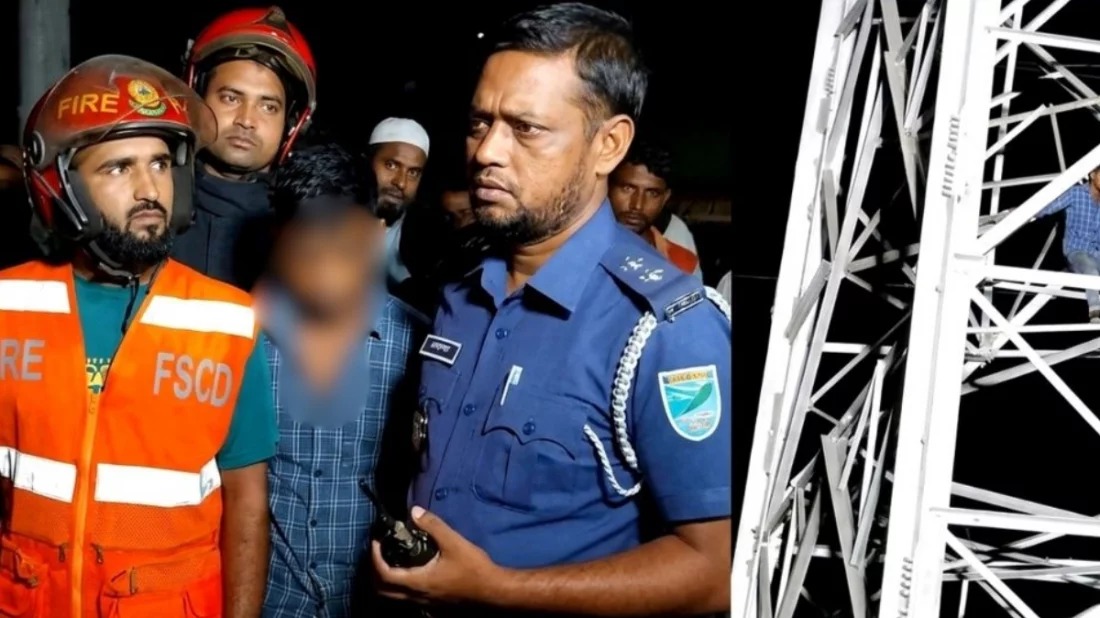ঢাকার ধামরাইয়ে স্ত্রীর সঙ্গে রাগ করে ১০ তলার সমান উঁচু বৈদ্যুতিক টাওয়ারের চূড়ায় যুবক